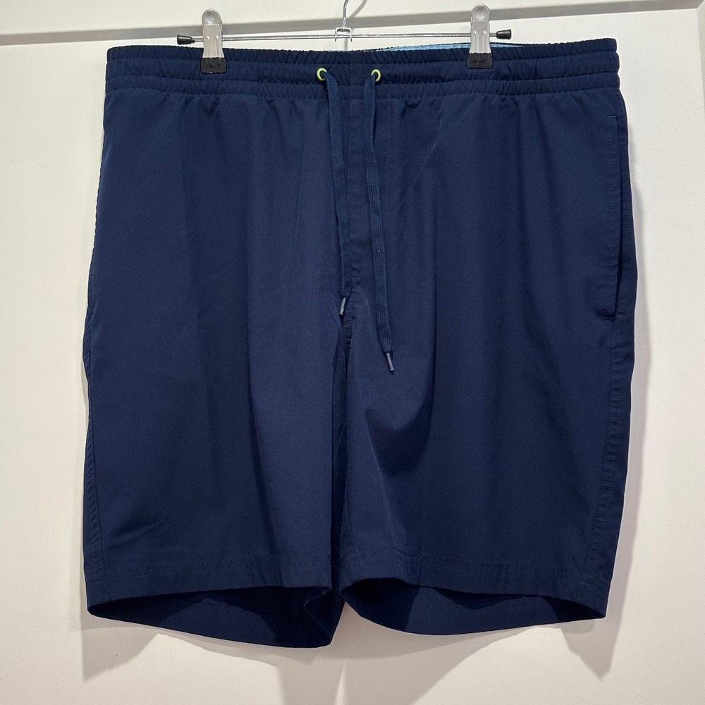 TailorByrd Performance Mens XL Navy Blue Flamingo Embroidered Drawstring Shorts